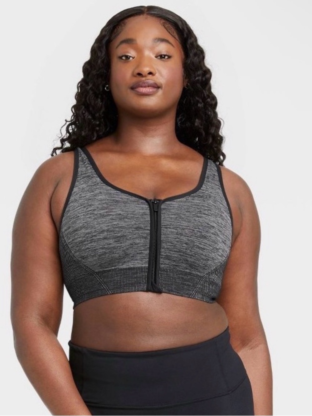 All in Motion Women's Medium Support Seamless Zip-Front Bra Size 1X